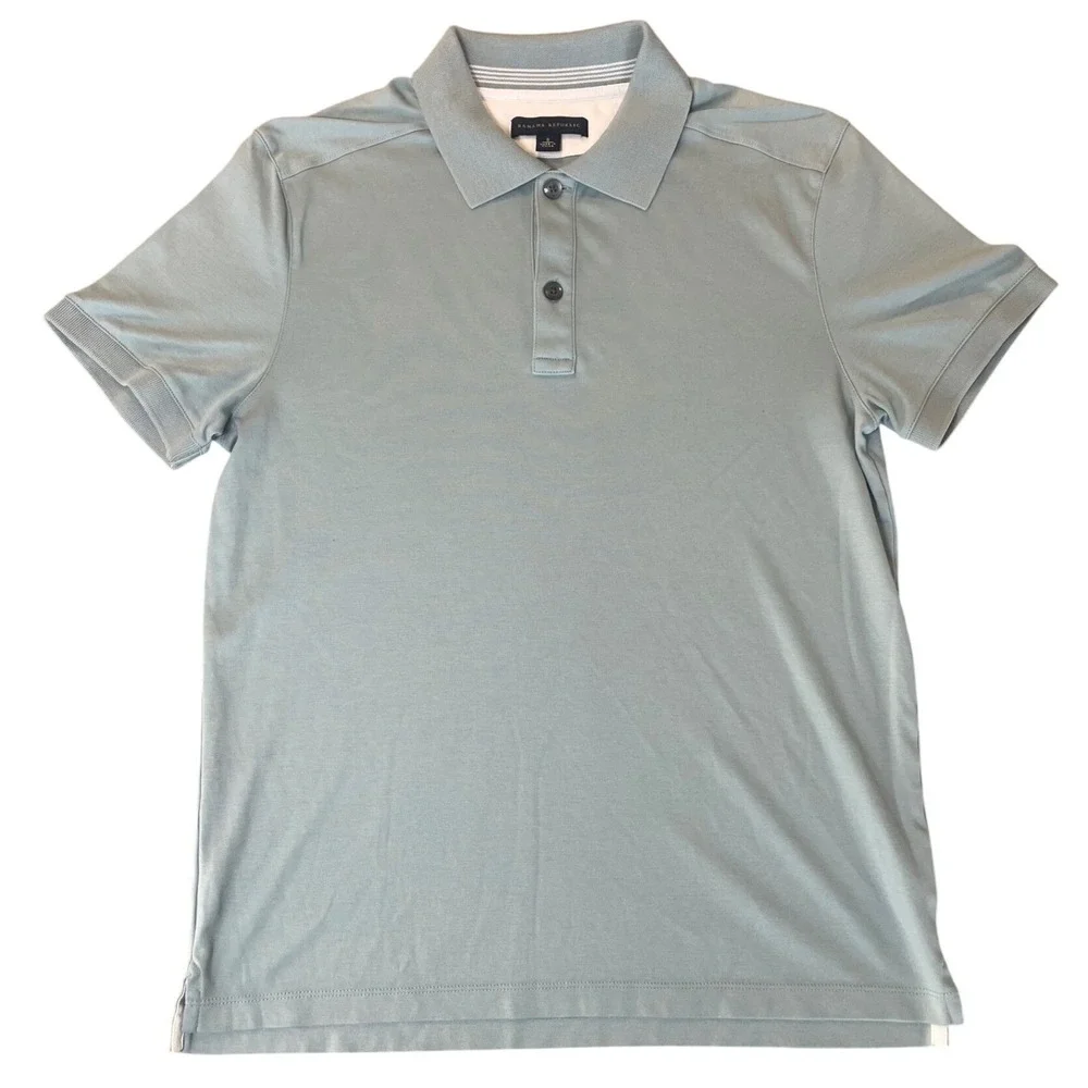Banana Republic Mens Cotton Polo Shirt Sage Green Blue Short Sleeve S 719494-01